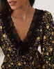 Miss Selfridge Spun Maxi Tea Dress With Lace Trim In Dark Floral