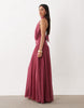 Chiffon Scarf Detail Halter Maxi Dress In Raspberry