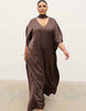 Pretty Lavish Curve Satin Choker Detail Full Maxi Dress In Chocolate