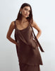 Arrange Tie Shoulder Satin Maxi Dress In Chocolate
