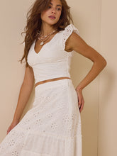 Nalia Eyelet Flutter Sleeve Top