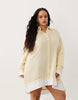 Curve Oversized Double Layered Shirt Mini Dress In Yellow Stripe