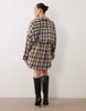 Curve Nipped Waist Mini Shirt Dress In Blue And Tan Check