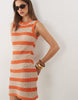 Crochet Knit Stripe Mini Dress