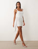 Oh Polly Embellished Square Neck Draped Detail Mini Dress In White