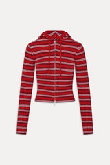 Heritage Zip Up Knit Hoodie - Strawberry Stripe