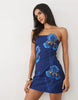 Jw Pei Iris 3D Floral Structured Bandeau Mini Dress In Blue