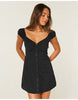 Hollister Cap Sleeve Button Mini Dress In Black