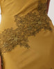 Lace Applique Satin Maxi Slip In Olive Green