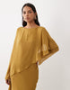 Cape Detail Long Sleeve Maxi Dress In Dark Ochre