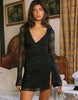Princess Polly Airabelle Lace Ruched Wrap Tie Side Detail Mini Dress In Black