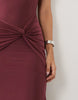 Halterneck Maxi Dress With Twisted Waist Detail In Wine