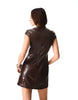 Bershka Leather Effect Mini Dress With A High Neck In Brown