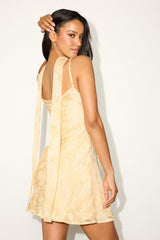 Aydah Yellow Floral Burnout Slip Mini Dress and Scarf Set