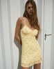 Bershka Mini Dress With Floral Lace In Yellow