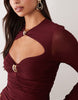 Ruched & Ready Sculpted Cut Out Gold Hardware Detail Bodycon Maxi Dress In Plum
