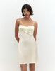 Pull&Bear Satin Mini Dress With Straps In Beige