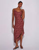 South Beach Floral Textured Cowl Neck Asymetric Maxi Dress In Rust