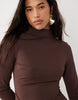 Daska High Neck Maxi Dress With Asymmetric Seam Detail In Chocolate