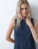 Gap Sleeveless Suede Mini Dress In Dark Wash Stripe