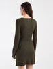 Vero Moda Long Sleeve Boat Neck Knitted Mini Dress In Dark Green