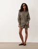 Boyfriend Shirt Mini Dress With Multiway Scarf Detail In Tan Check