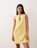 Slash Neck Keyhole Mini Sundress In Lemon Zest