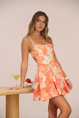 Peony Bright Mini Dress Orange