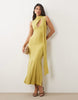 Sculpting Maxi Dress With Scarf Detail In Olive