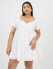 Brave Soul Curve Cotton Puff Sleeve Mini Dress In White