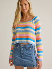 Kaiya Striped Open Weave Sweater