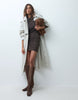 Supersoft Drape High Neck Wrap Mini Dress In Chocolate