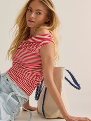 Charla Stripe Boat Neck Top