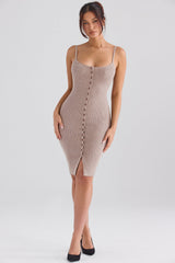beige cashmere knit midi dress - sale