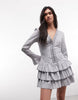 Daisy Street Ruffle Rara Skirt Mini Dress In Grey Stripe