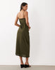 New Look Satin Cowl Neck Midi Dress In Khaki