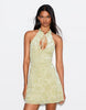 Bershka Flocked Tulle Halter Dress In Green