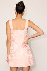 Tommie Light Pink Floral Jacquard Mini Dress