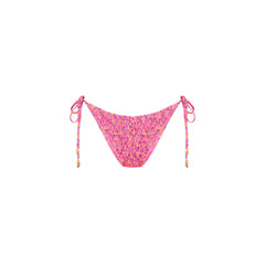 Shirred Dipped Cheeky Tie Bikini Bottom - Gelato Bloom