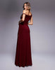 Twist Shoulder With Lace Up Back Maxi Dress In Wine