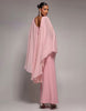 Goddiva Cape Sleeve Chiffon And Sculpting Stretch Jersey Crepe Maxi Dress In Blush
