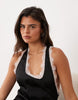 Missyempire Satin Contrast Lace Trim Back Detail Maxi Dress In Black