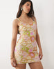River Island Sequin Floral Mini Dress In Multicolour