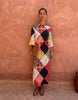 Never Fully Dressed Mabel Plisse Three Quarter Length Sleeve Satin Midi Dress In Patchwork Print