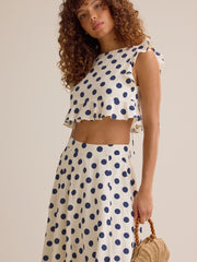 Billie Polka Dot Linen Top