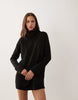Brave Soul Knitted Roll Neck Mini Dress In Black