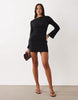 Cotton Rib Scoop Back Mini Dress In Black