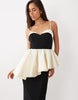 Asos Luxe Structured Contrast Maxi Dress With Peplum Detail In Mono
