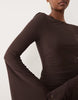 Mesh Waterfall Sleeve Ruched Mini Dress In Brown