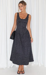 Lioness - Luna Rosa Midi Dress - In Noir Polka